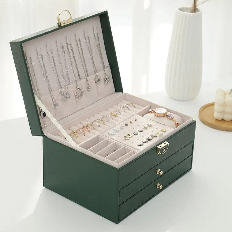 LuxaBox Mehrlagige Leder-Schmuckbox für den Sommer | Stylische und Praktische Aufbewahrungslösung für Schmuck