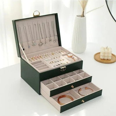 LuxaBox Mehrlagige Leder-Schmuckbox für den Sommer | Stylische und Praktische Aufbewahrungslösung für Schmuck