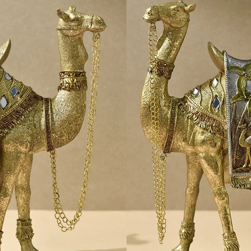 Wüsten-Majestät Kamel-Figur – Verziertes Sattel und elegante Verarbeitung