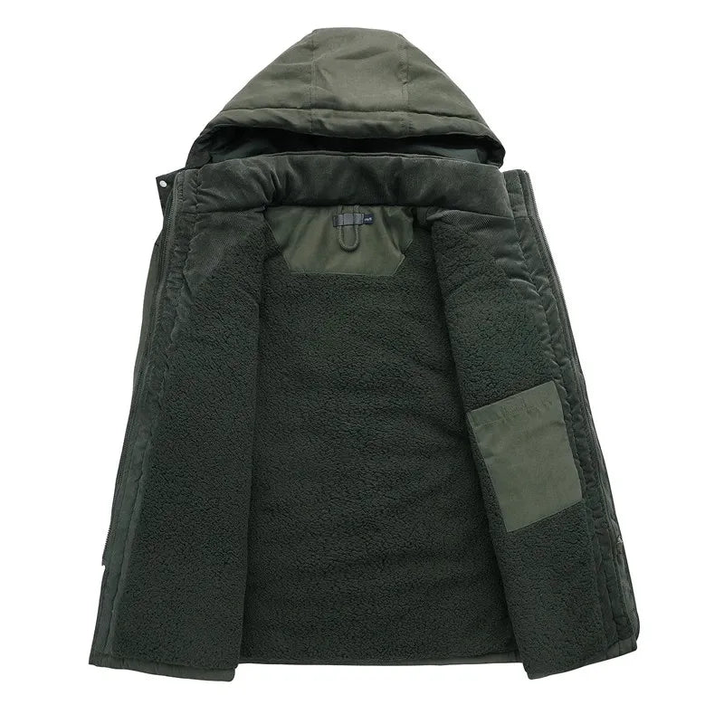 Militärische Winterjacke mit Sherpa-Futter für Herren