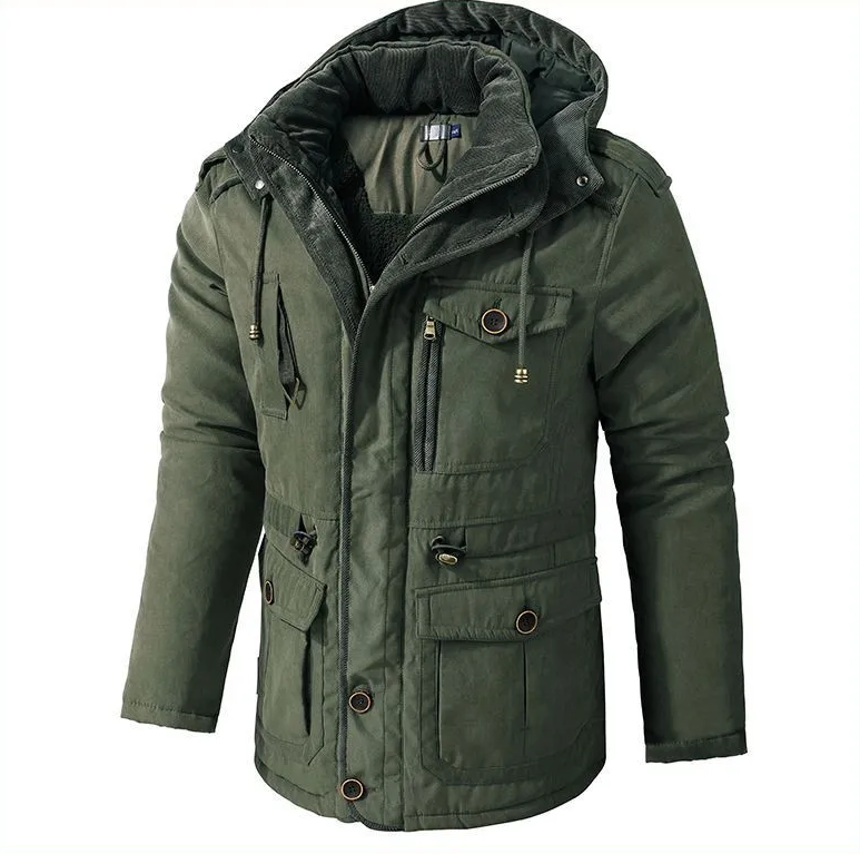 Militärische Winterjacke mit Sherpa-Futter für Herren