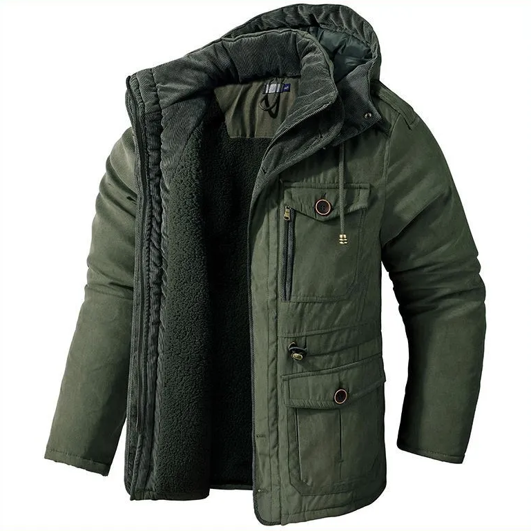 Militärische Winterjacke mit Sherpa-Futter für Herren