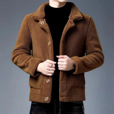 Herren Winterlicher Plüsch Wollmantel Warm