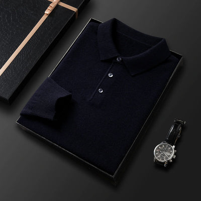 Herren Luxus Cashmere Polo Pullover