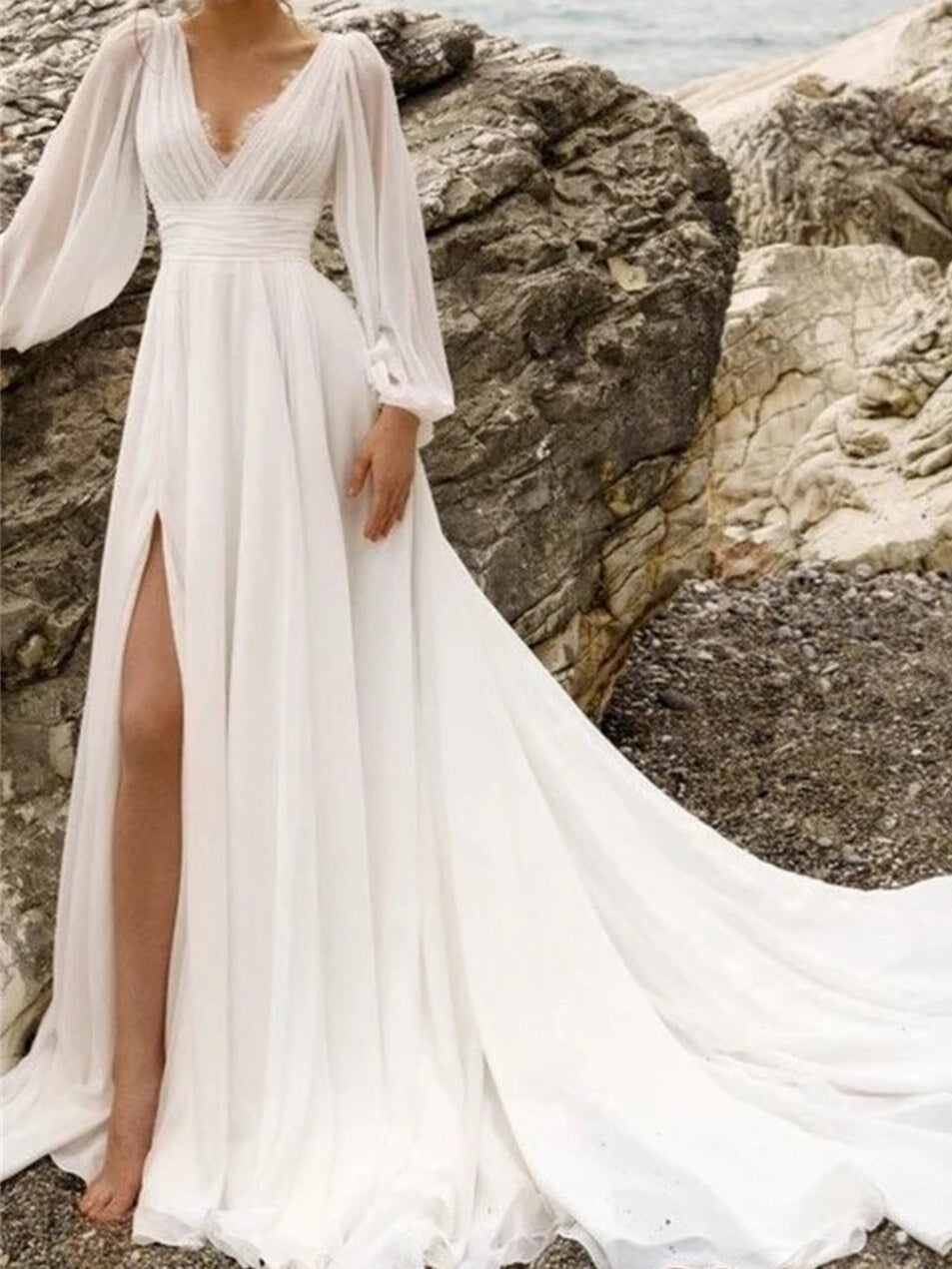 Boho Strand Hochzeitskleid für Damen | Maxi