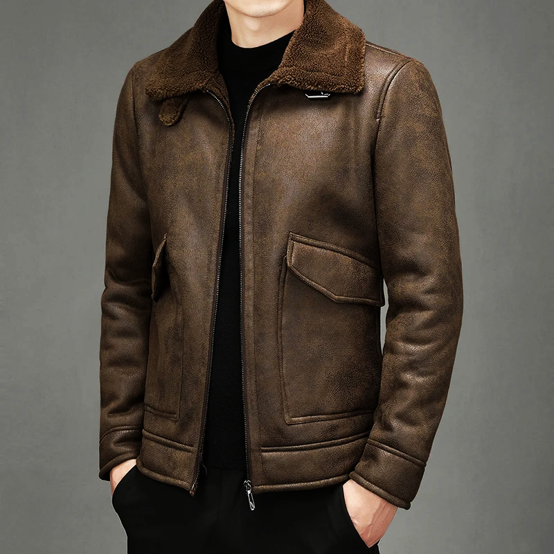 Herren Premium Lederjacke im Vintage-Stil