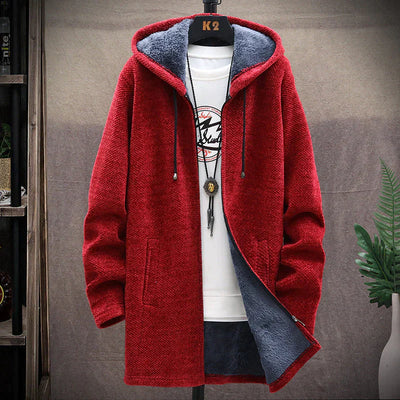 Warme Strickjacke mit Kapuze für Herren
