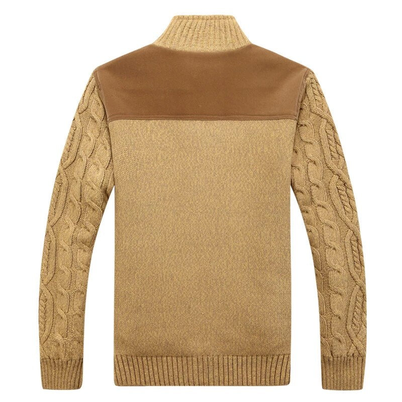 Zopfstrickjacke mit Plüschfutter für Herren