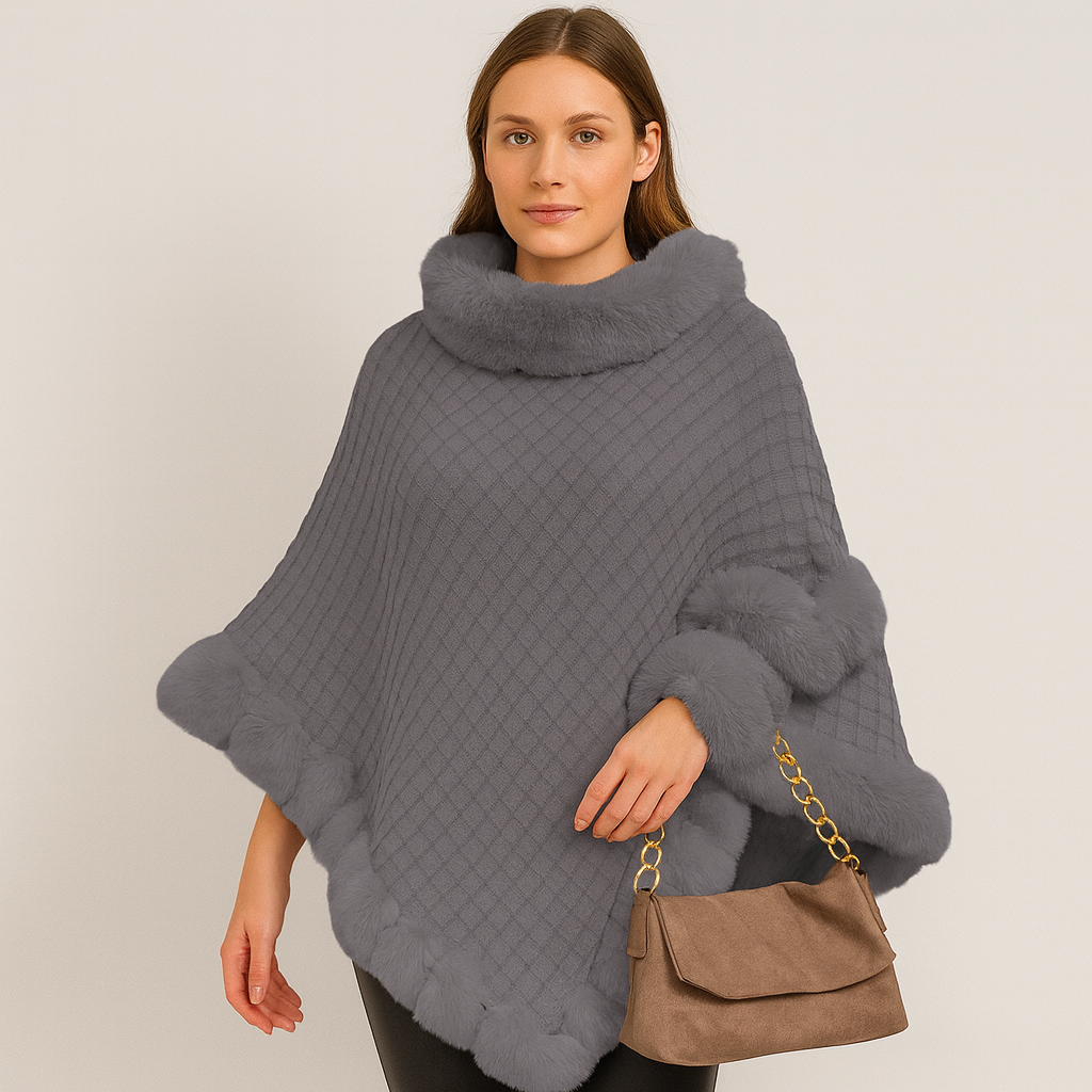 Maribeth | Cardigan mit Kunstpelzbesatz und asymmetrischem Saum