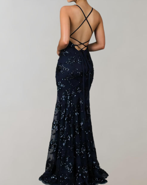 Arie - ärmelloses und rückenfreies kleid mit wunderschönen pailletten