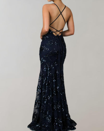 Arie - ärmelloses und rückenfreies kleid mit wunderschönen pailletten