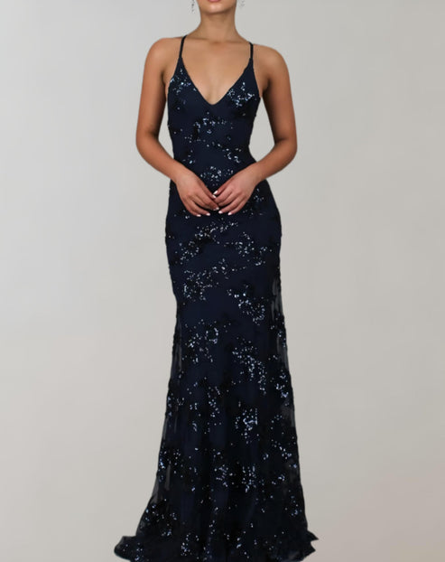 Arie - ärmelloses und rückenfreies kleid mit wunderschönen pailletten