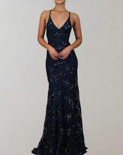 Arie - ärmelloses und rückenfreies kleid mit wunderschönen pailletten