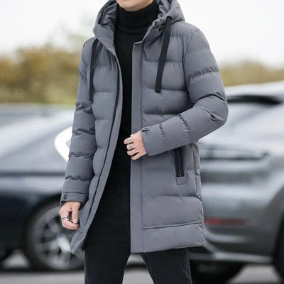 Lange Winterjacke mit Reißverschluss für Herren