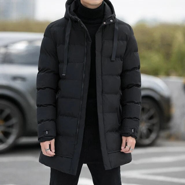 Lange Winterjacke mit Reißverschluss für Herren