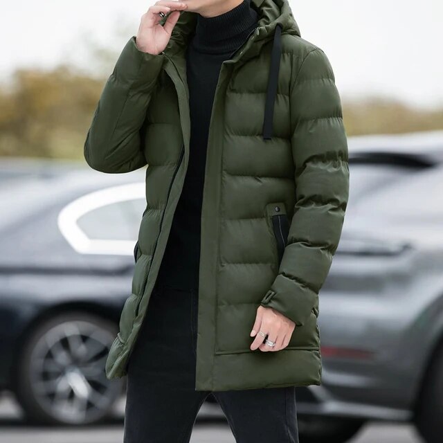 Lange Winterjacke mit Reißverschluss für Herren
