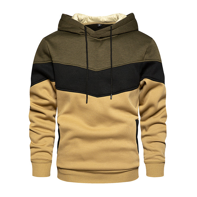 Fleece-Kapuzenpulli mit Farbblockmuster für Herren