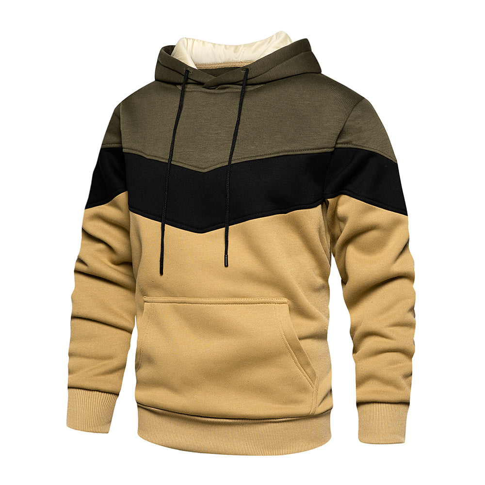 Fleece-Kapuzenpulli mit Farbblockmuster für Herren