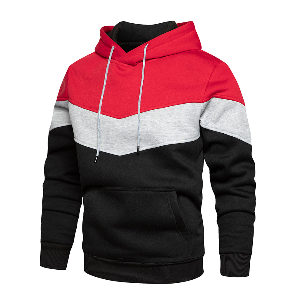 Fleece-Kapuzenpulli mit Farbblockmuster für Herren
