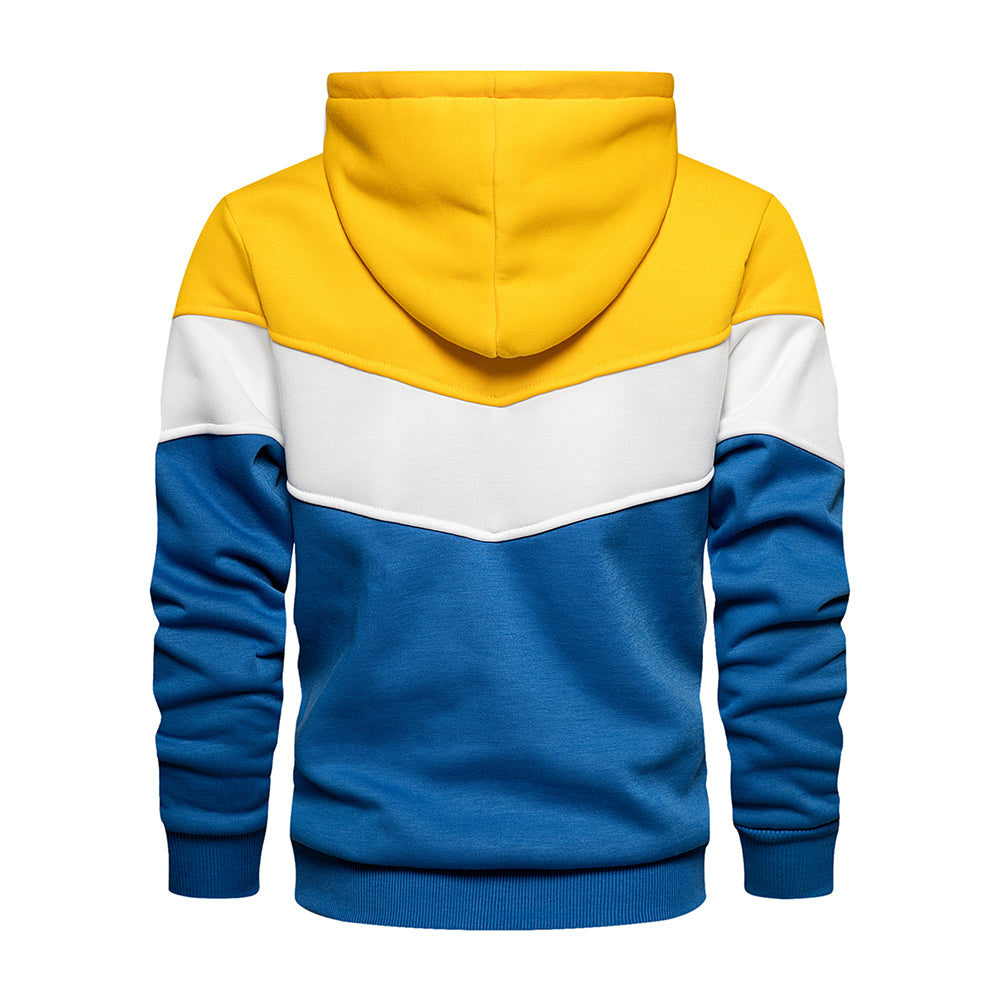 Fleece-Kapuzenpulli mit Farbblockmuster für Herren