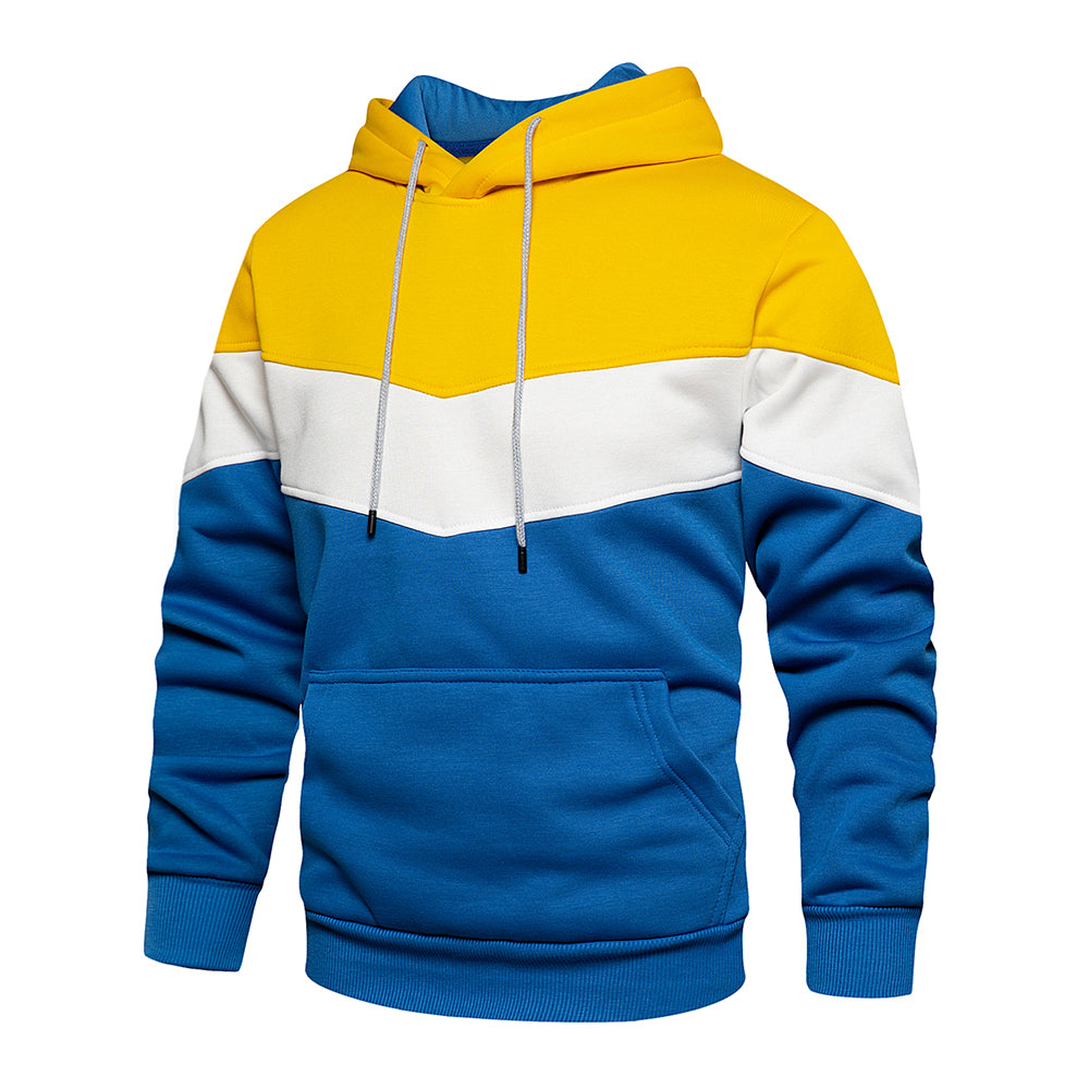 Fleece-Kapuzenpulli mit Farbblockmuster für Herren