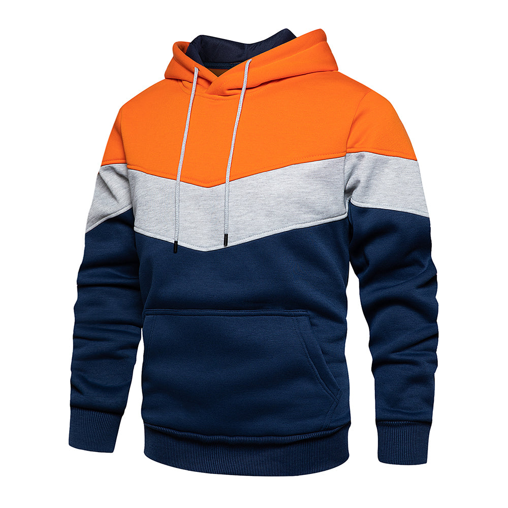 Fleece-Kapuzenpulli mit Farbblockmuster für Herren