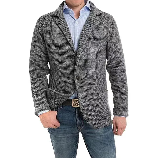 Waffelstrickjacke mit Gekerbtem Revers für Männer