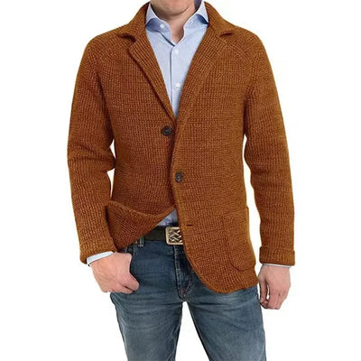 Waffelstrickjacke mit Gekerbtem Revers für Männer