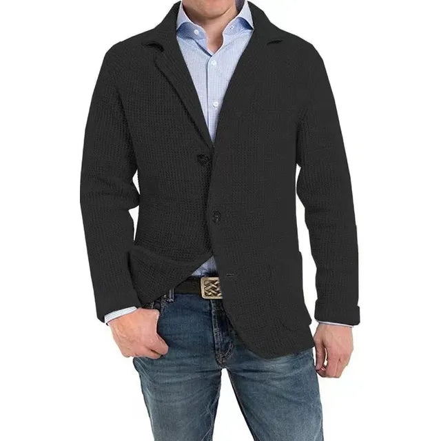 Waffelstrickjacke mit Gekerbtem Revers für Männer