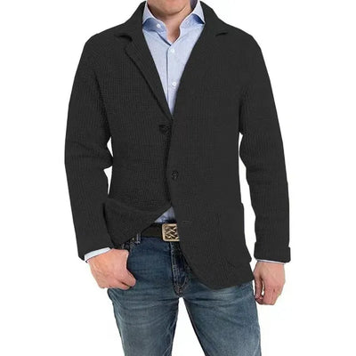 Waffelstrickjacke mit Gekerbtem Revers für Männer
