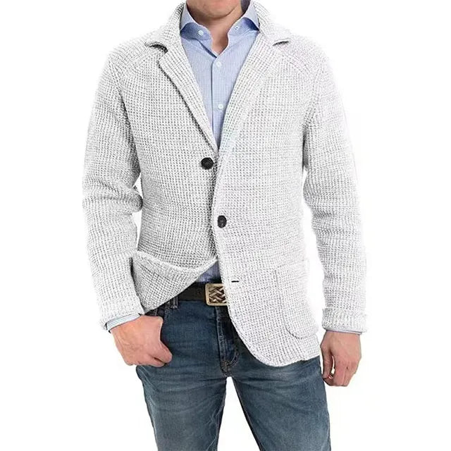Waffelstrickjacke mit Gekerbtem Revers für Männer