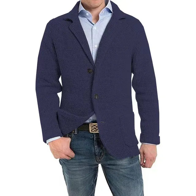 Waffelstrickjacke mit Gekerbtem Revers für Männer