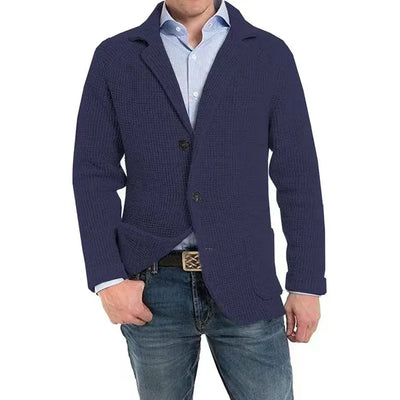 Waffelstrickjacke mit Gekerbtem Revers für Männer