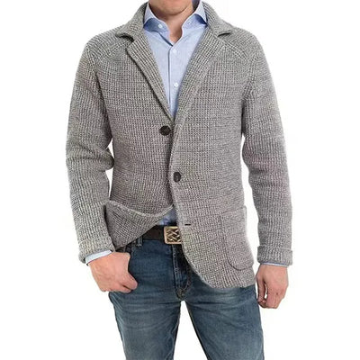 Waffelstrickjacke mit Gekerbtem Revers für Männer