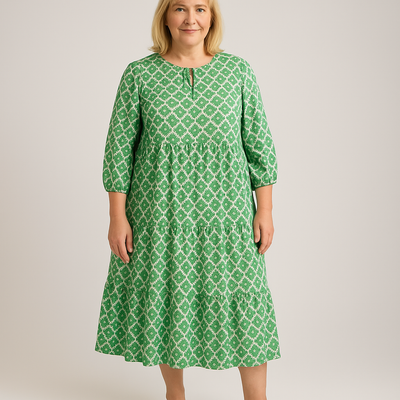 Stilvolles Damen Maxikleid Übergröße - Langes grünes Sommerkleid für sonnige Tage