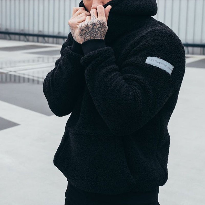 Luxuriöser Plüsch-Kapuzenpullover für Herren