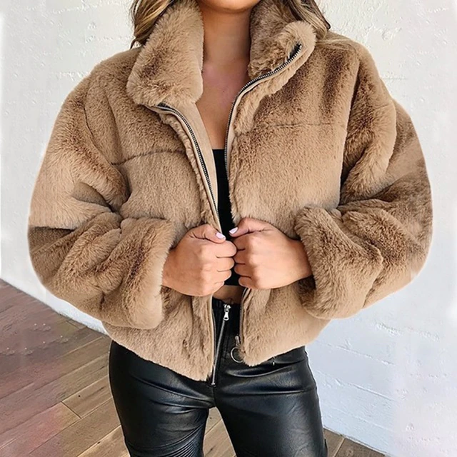Flauschige Winterjacke für Damen