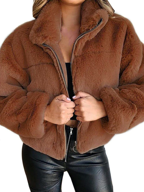 Flauschige Winterjacke für Damen