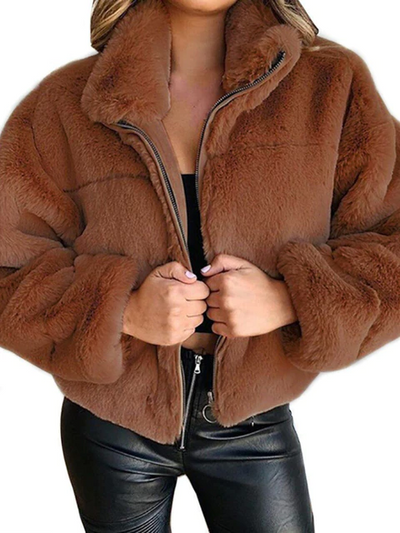 Flauschige Winterjacke für Damen