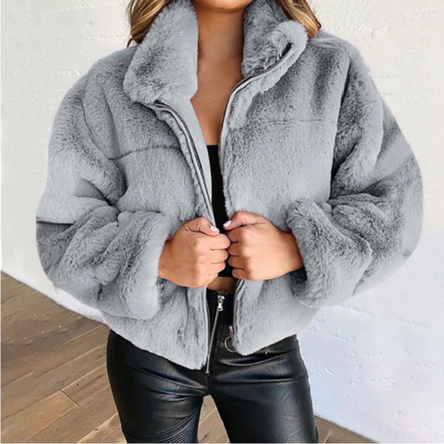 Flauschige Winterjacke für Damen