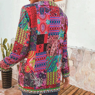 Geblümte Patchwork-Jacke für Damen