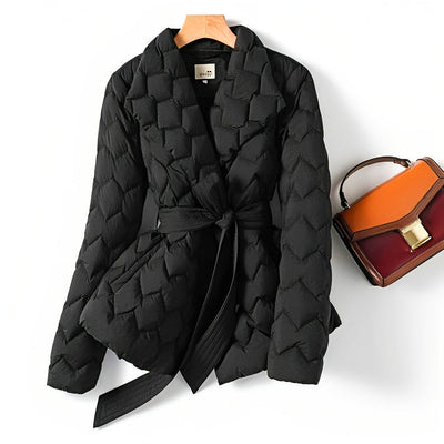 Winter-Pufferjacke mit Gürtel für Frauen