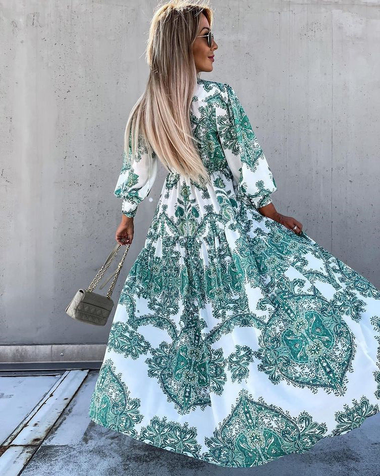 Maxikleid mit Schlitz | Boho-Chic | Elegante Paisley-Muster