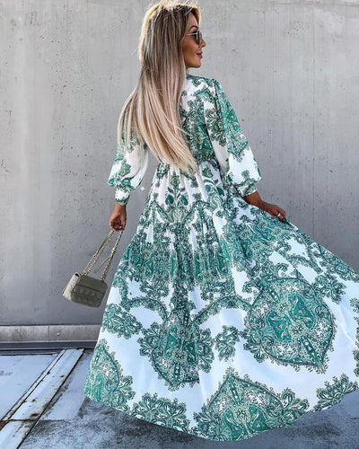 Maxikleid mit Schlitz | Boho-Chic | Elegante Paisley-Muster