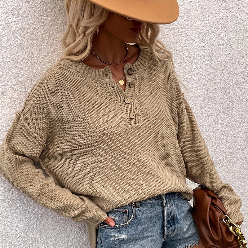 BUTTON PULLOVER | ELEGANTER V-AUSSCHNITT