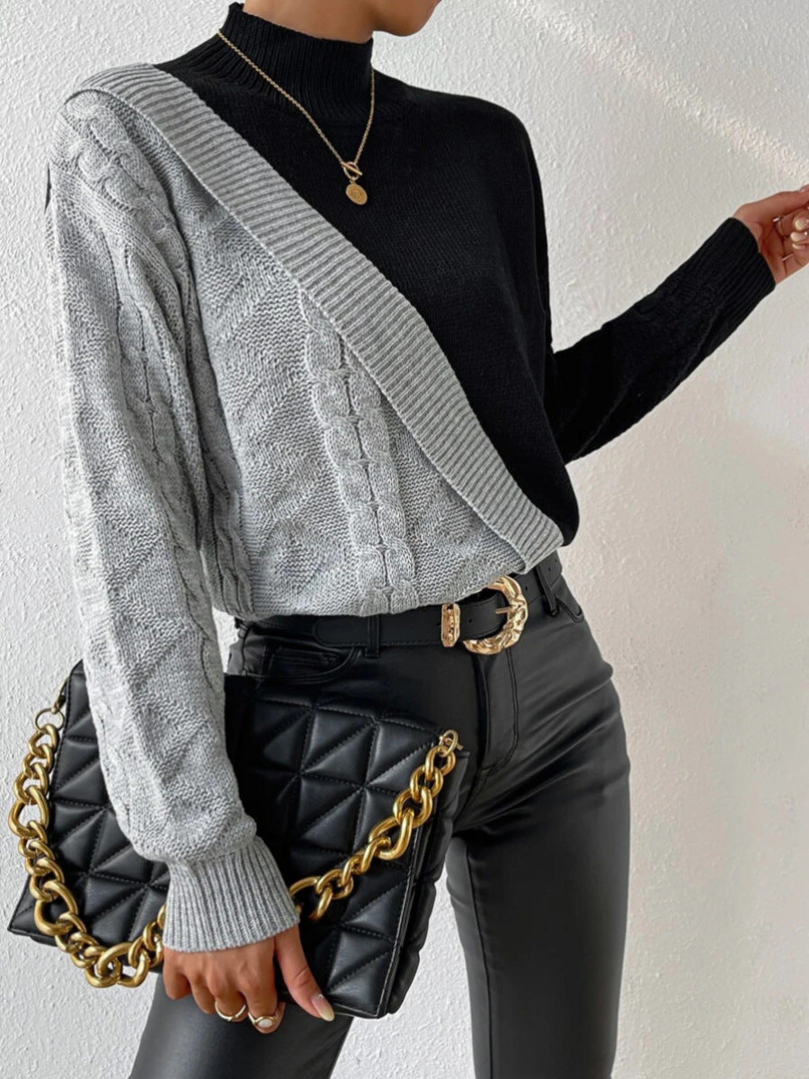 DAME HOHER KRAGEN GEDREHTER PULLOVER | ELEGANTER, BEQUEMER STIL