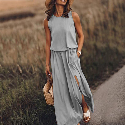 Ärmelloses Maxikleid | Fließender Stoff | Femininer Stil