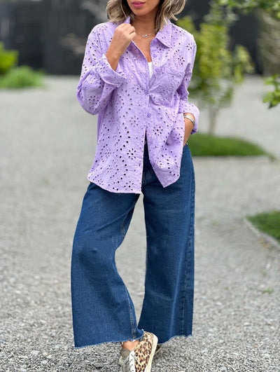 Bestickte Bluse | Langarm | Femininer Stil