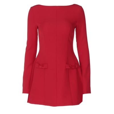 Roswina™ | Einfarbiges, plissiertes Minikleid mit langen Ärmeln