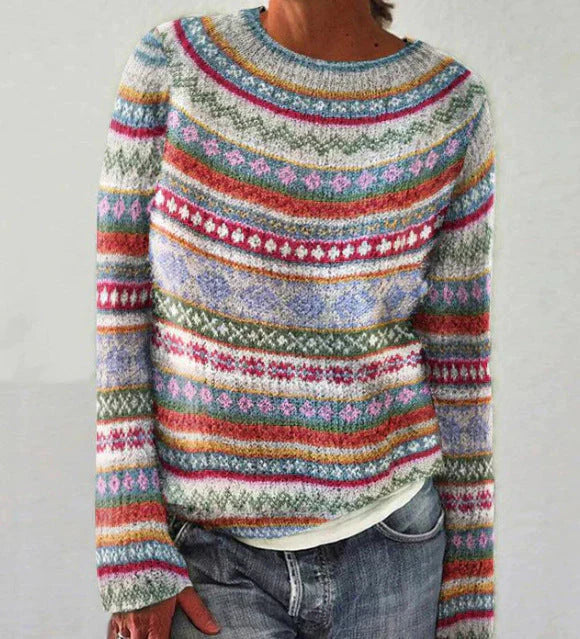 Geometrischer Print Strickpullover für Frauen